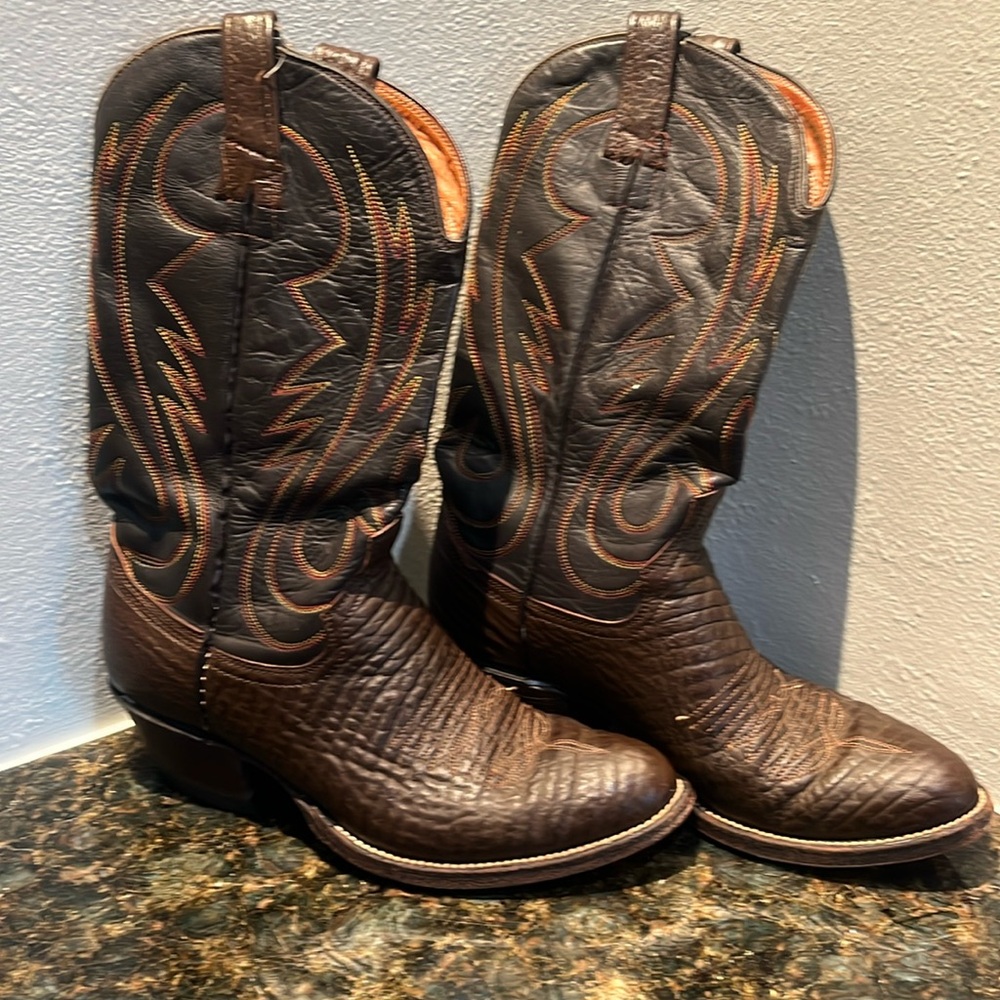 Brahma Brown Leather Cowboy Western Boots Size 6 1/2 D
